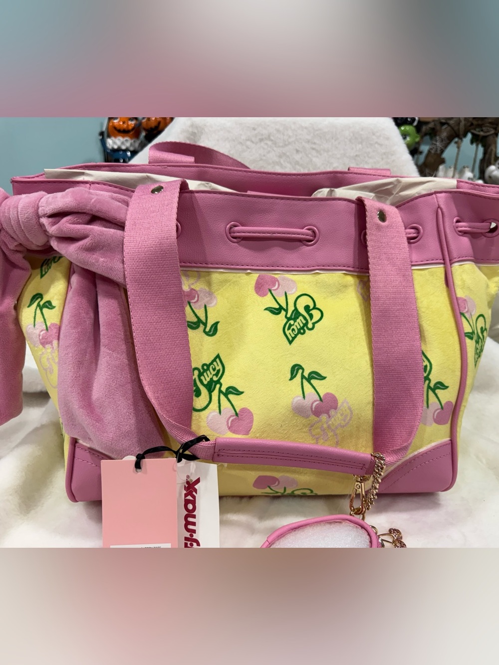 NWT Juicy Couture Pink & Yellow Cherry Tote Bag